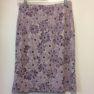 Casual Corner purple flower skirt, size Large
